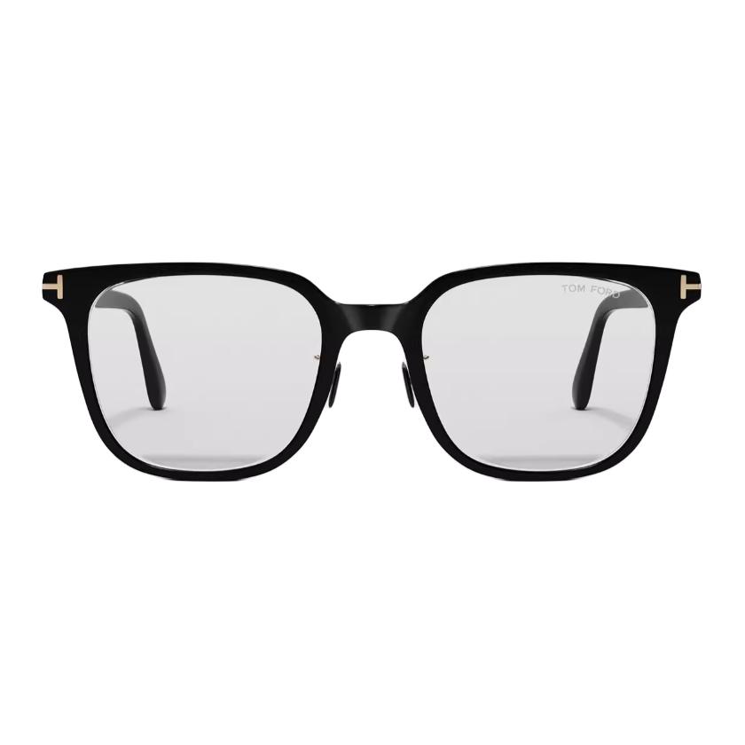 Shop トムフォード TF レンズロゴ スクエアメガネ ユニセックス カップル用 ブラックフレーム FT5921-K-B