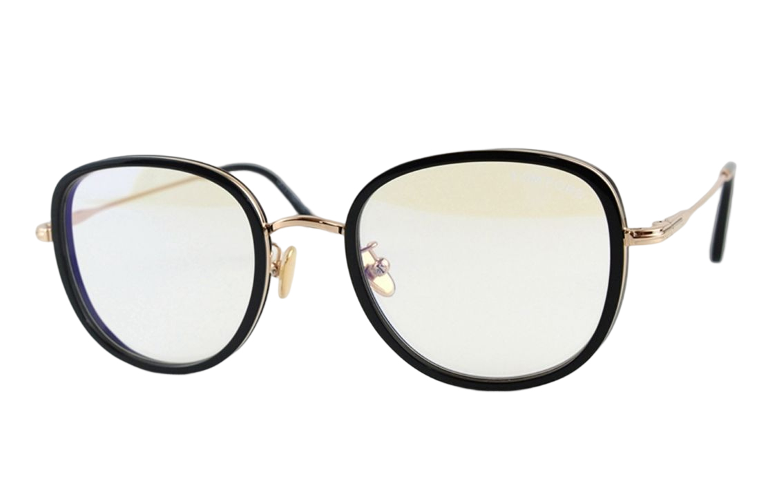Tom Ford TF Minimalist Oval Optical Glasses Unisex Couples Frame with Acetate & Metal Design TF5746DB-001