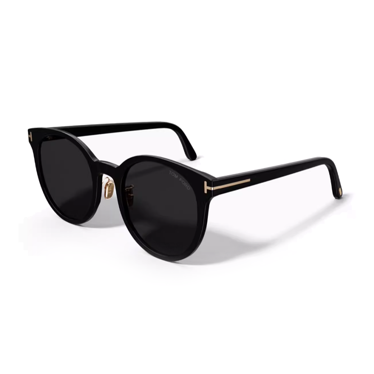 Tom Ford TF Mirrored Logo Round Sunglasses Unisex Couple Style Black FT1134-K 01A