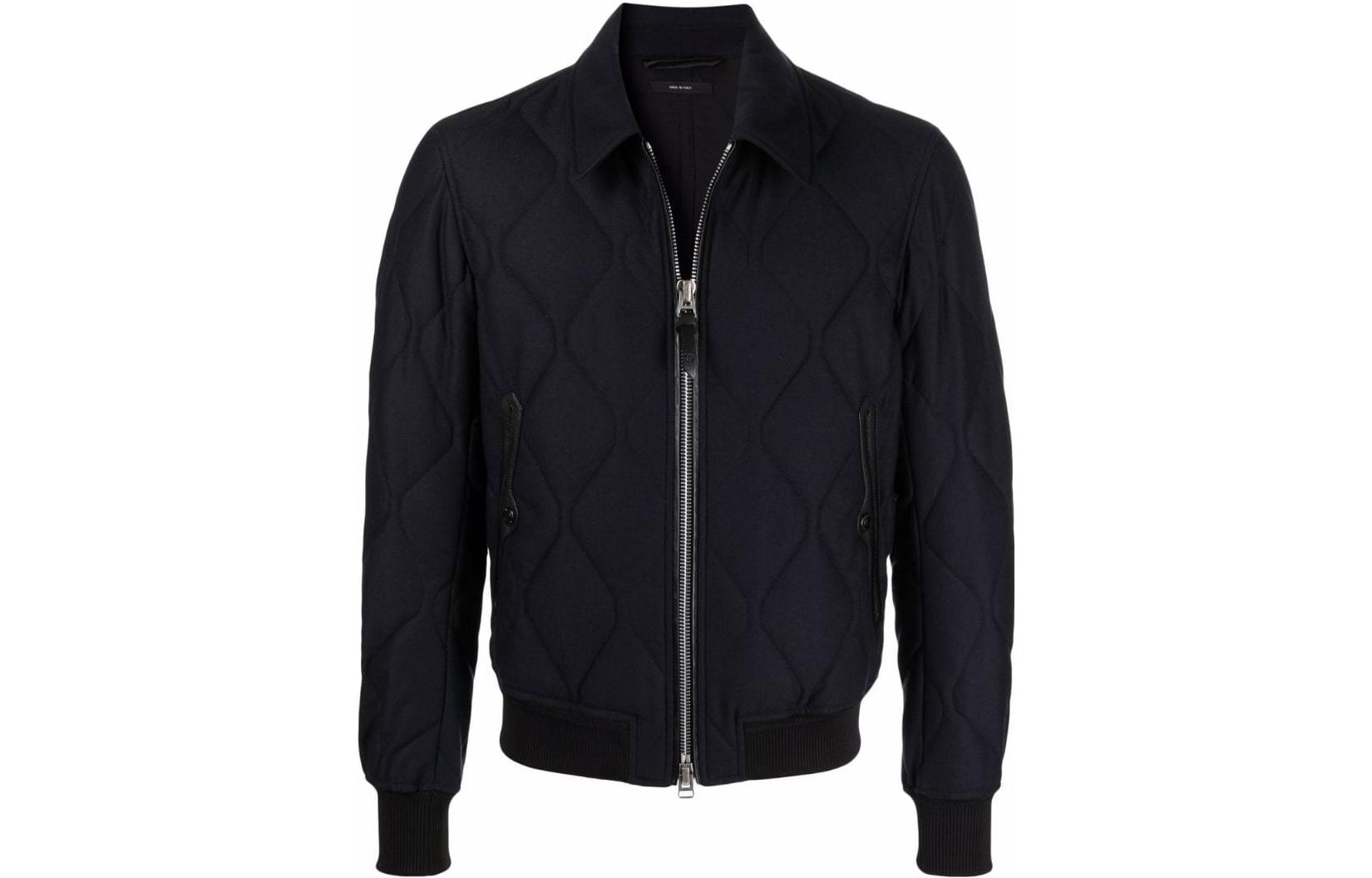 TOM FORD TF Navy Blue Solid Color Zip-Up Polo Jacket for Men BY021TFO-316
