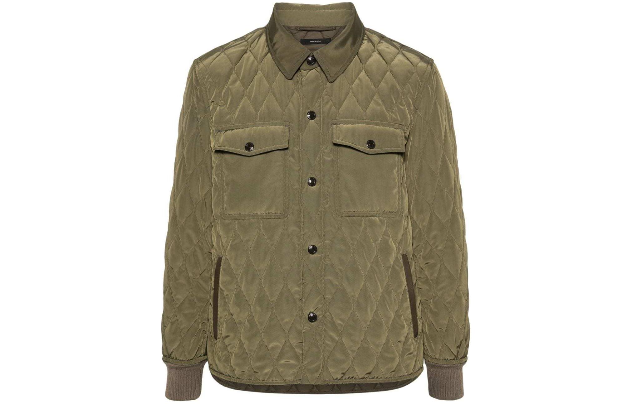 TOM FORD TF Olive Green Single-Breasted Turn-Down Collar Long Sleeve Jacket OJS005FMN001S23-FG850
