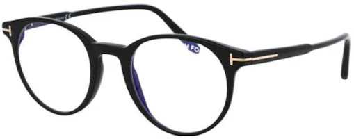 Tom Ford TF Optical Glasses Black - Irregular Plastic Frame with T Logo for Men FT5695B001 Tom Ford TF Optical Glasses Black - Irregular Plastic Frame with T Logo for Men FT5695B001