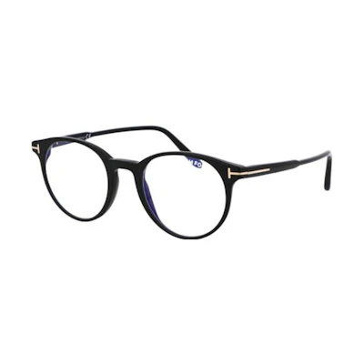 Tom Ford TF Optical Glasses Black - Irregular Plastic Frame with T Logo for Men FT5695B001