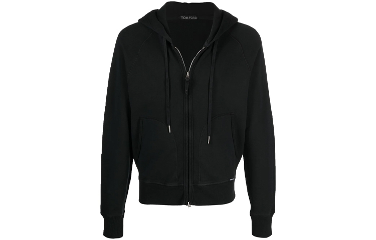 TOM FORD TF Raglan Sleeve Zip-Up Hoodie Sweatshirt Black BW265-TFJ986-K09