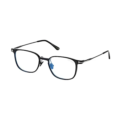 Tom Ford TF Rectangular Optical Glasses Unisex Couple Style Black with Logo Temples. FT5923-K-B53001