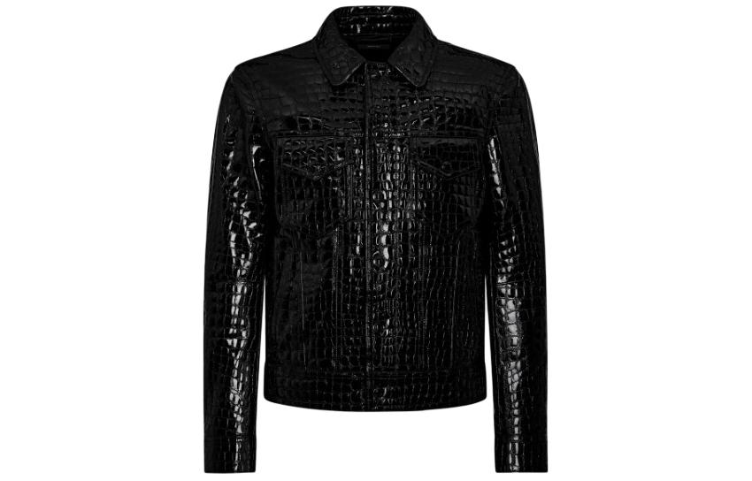 TOM FORD TF Slim Fit Zip-Up Solid Color Jacket - Black Long Sleeve LBS043LMP013S24LB999