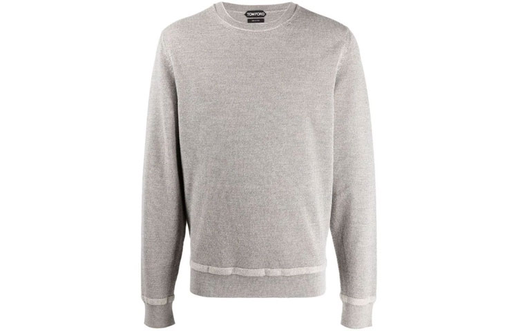 TOM FORD TF Solid Color Crewneck Knit Long Sleeve Sweatshirt Grey BYG26-TFK110-102
