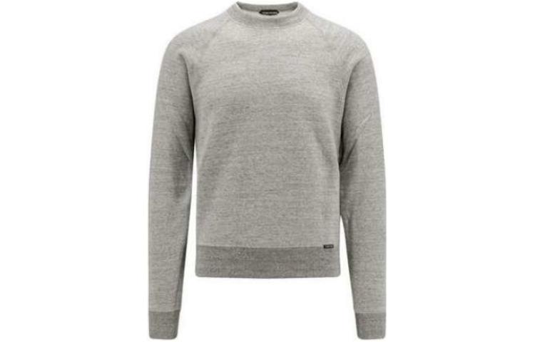 TOM FORD TF Solid Color Crewneck Long Sleeve Sweatshirt Grey JCL002JMC011-IG030