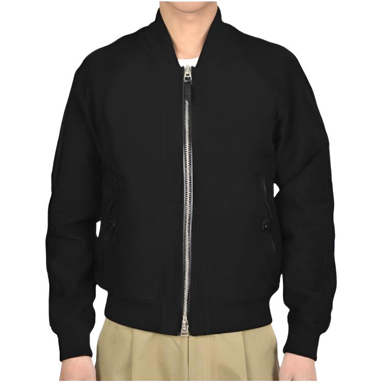 TOM FORD TF Solid Color Double-Zip Slim Fit Long Sleeve Jacket - Black OBS025FMC097S24-LB999