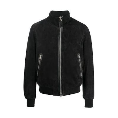 TOM FORD TF Solid Color High Neck Zip-Up Jacket Black LBB001LMS003S23LB999