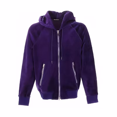 TOM FORD TF Solid Color Hooded Zip-Up Drawstring Loose-Fit Jacket Purple JDL008JMV009F23-GV786