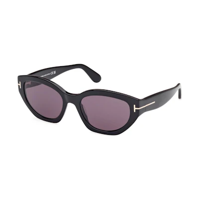 Tom Ford TF Solid Color Irregular Sunglasses Black Unisex Trendy Couple Style. FT1086 01A