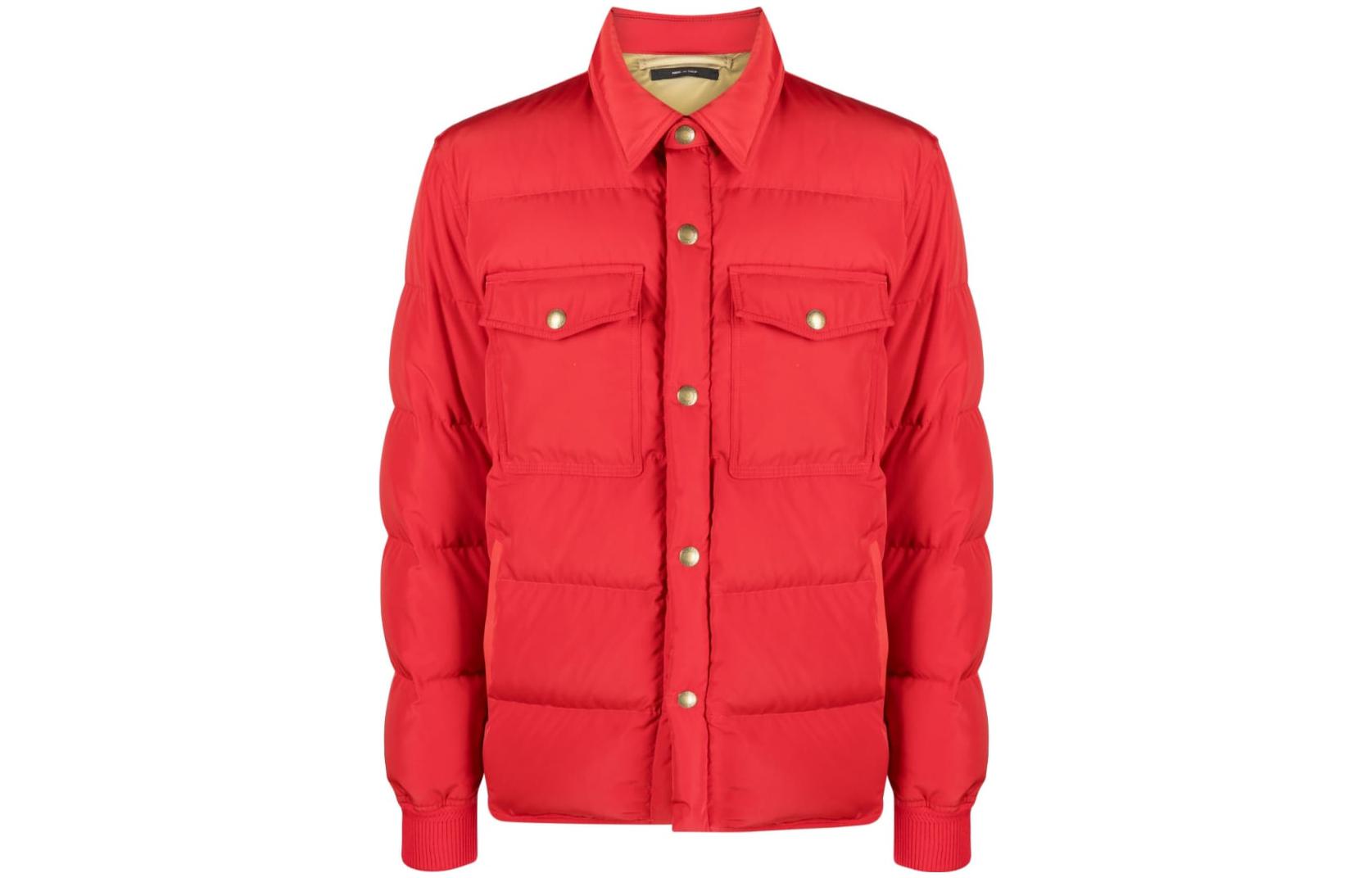 TOM FORD TF Solid Color Long-Sleeve Single-Breasted Jacket Red 123OBD002-FMN
