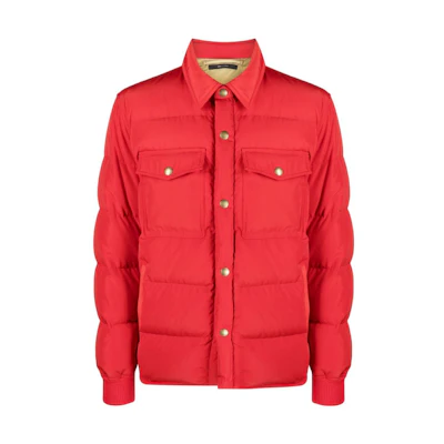 TOM FORD TF Solid Color Long-Sleeve Single-Breasted Jacket Red 123OBD002-FMN