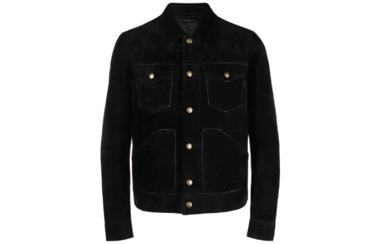 TOM FORD TF Solid Color Single-Breasted Jacket for Men - Black LBI001LMS0-01S23