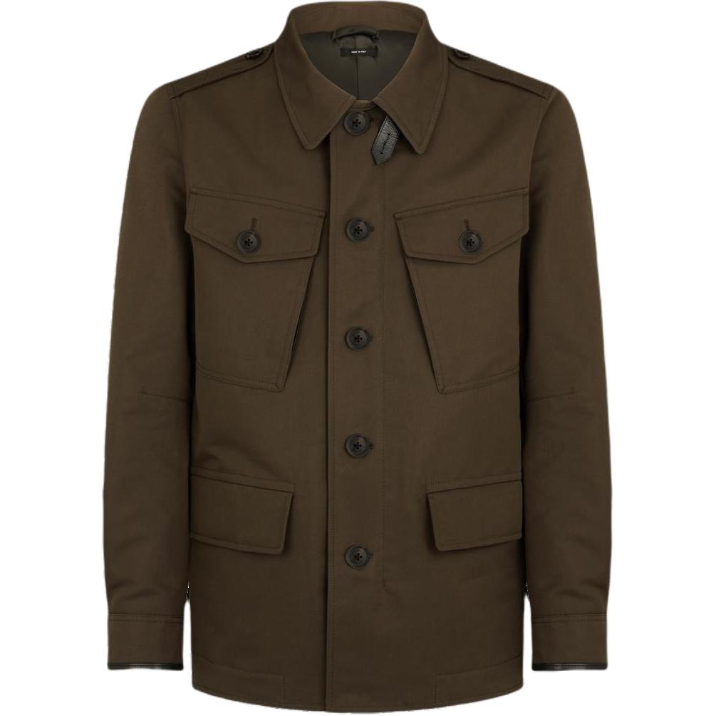 TOM FORD TF Solid Color Single-Breasted Long Sleeve Jacket Men’s Olive Green OJM006FMC086F23