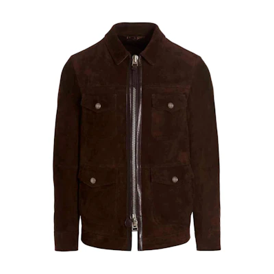 TOM FORD TF Solid Color Square Collar Shirt Jacket Brown TFL913BA435-M06