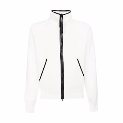 TOM FORD TF Solid Color Stand Collar Zip-Up Jacket White ( Long Sleeve Outerwear) BYF22TFKG54102