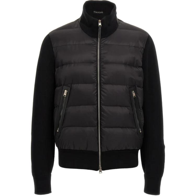 TOM FORD TF Solid Color Stand Collar Zip Jacket Long Sleeve Black KZY001YMW039F24-LB999