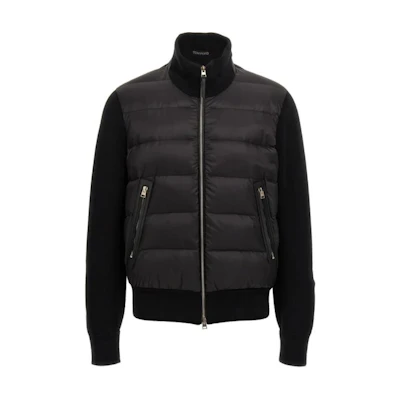 TOM FORD TF Solid Color Stand Collar Zip Jacket Long Sleeve Black KZY001YMW039F24-LB999