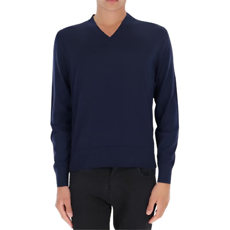 TOM FORD TF Solid Color V-Neck Pullover Sweatshirt Blue BYM94TFK100B08