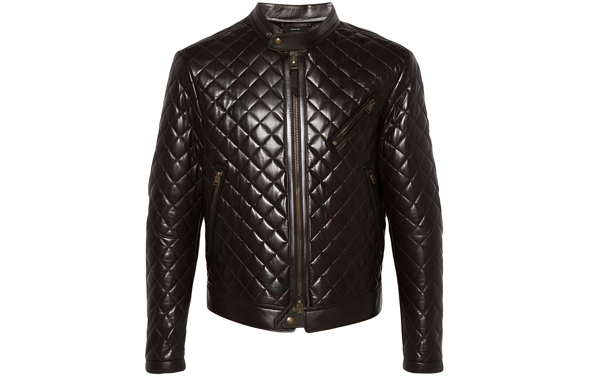 TOM FORD TF Solid Color Zip-Up Jacket Long Sleeve Brown LXR007LMN009F23-KB750