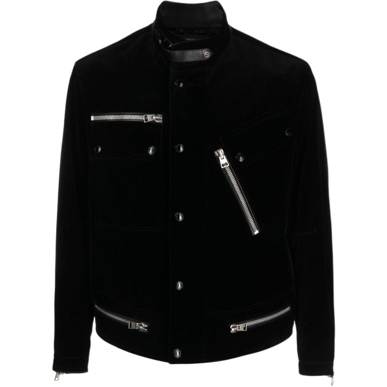 TOM FORD TF Solid Color Zip High-Neck Loose Jacket Black OJM004FMV016F23-LB999