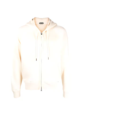 TOM FORD TF Solid Color Zip Hoodie Cream JDL001JMC006AW100