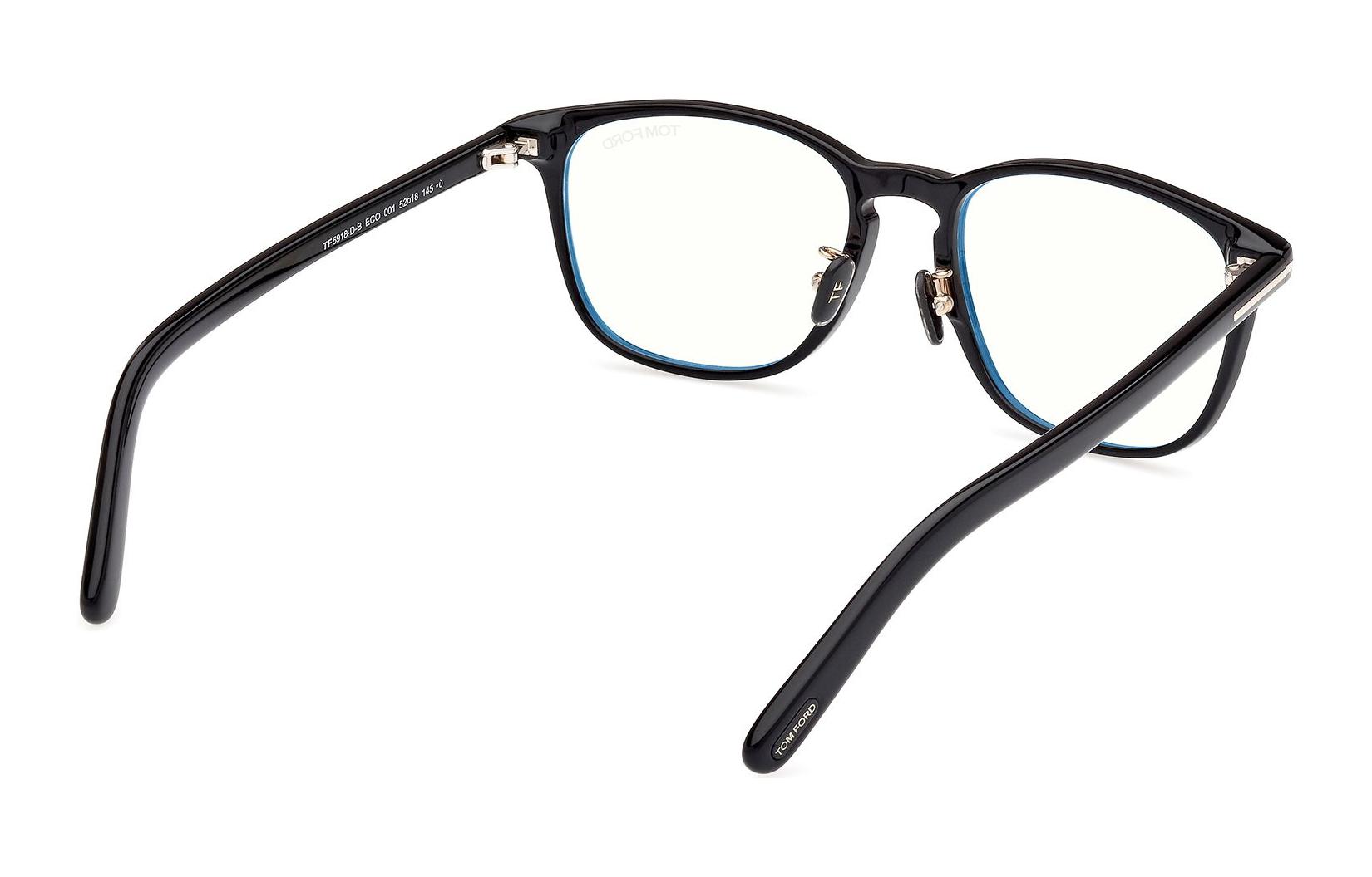 Sizing Tom Ford TF Kacamata Optical Persegi Hitam Unisex Gaya Pasangan Logo Solid FT5918-D-B 001