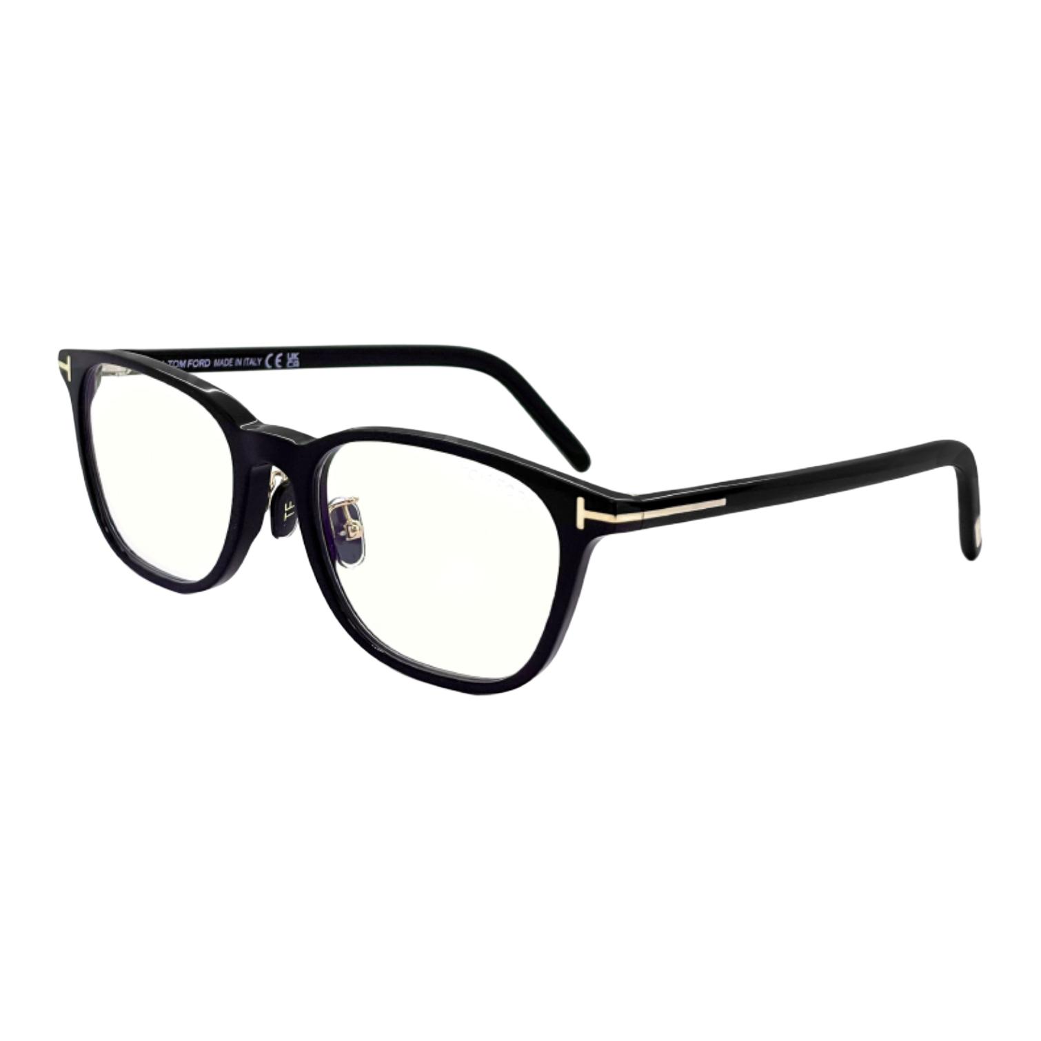 Tom Ford TF Square Optical Glasses Black Unisex with Logo on Temples. FT5860DBV001