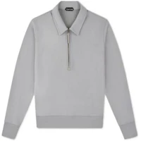 TOM FORD TF SS22 Solid Color Zip Polo Sweatshirt Grey TFJ254-BZ299-K04 TOM FORD TF SS22 Solid Color Zip Polo Sweatshirt Grey TFJ254-BZ299-K04