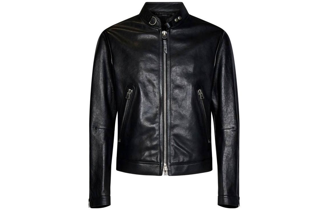 TOM FORD TF SS23 Black Casual Solid Long-Sleeve Cropped Jacket LBS004LMG005S23LB999