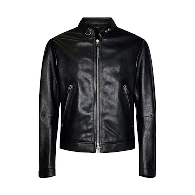 TOM FORD TF SS23 Black Casual Solid Long-Sleeve Cropped Jacket LBS004LMG005S23LB999