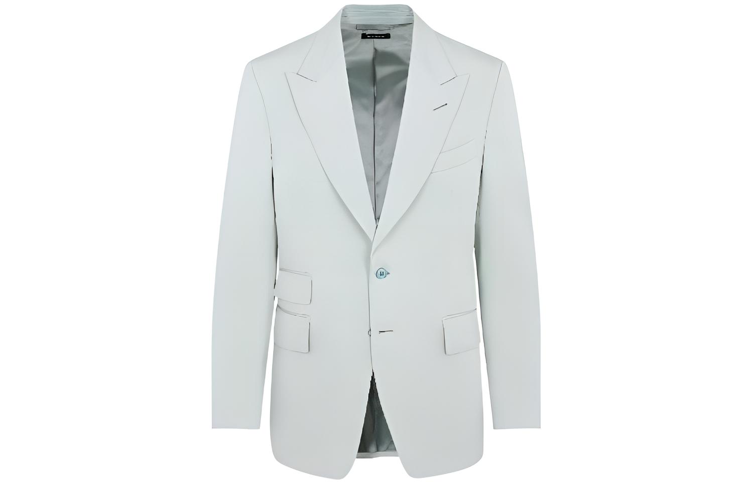 TOM FORD TF SS23 Green Solid Color Collared Button-Up Jacket JLEP02VRS02FG050