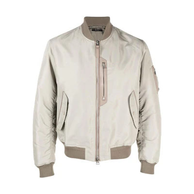 TOM FORD TF SS23 Long-Sleeve Cropped Crewneck Jacket - Off-White OBB001FMP003S23JB180