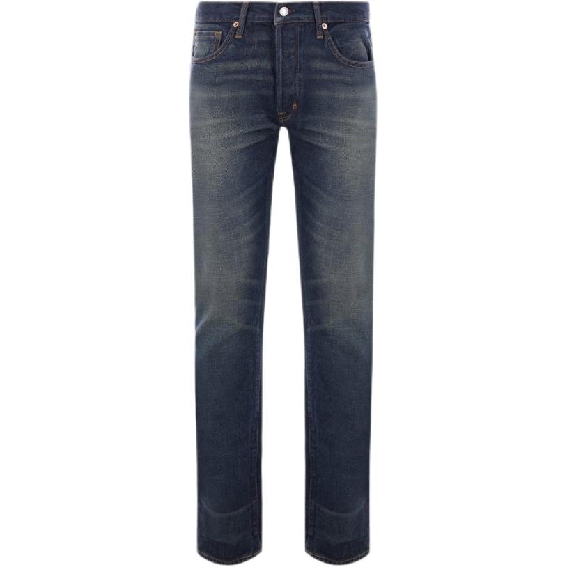 Tom Ford TF Washed Button-Fly Mid-Rise Straight Jeans Men’s Deep Blue. DPS001DMC035S24-HB523