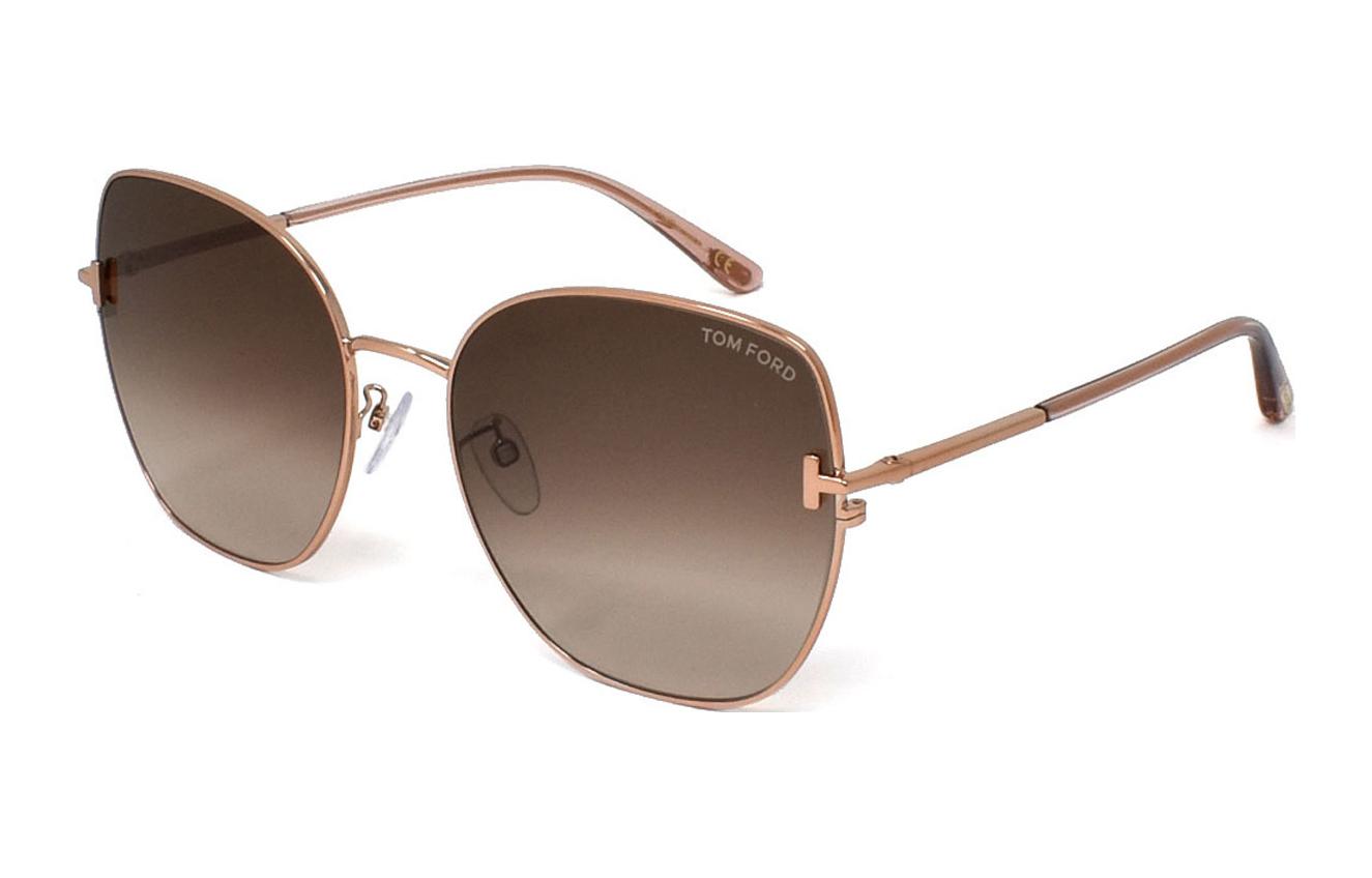 TOM FORD Unisex Irregular Rose Gold Sunglasses Nickel Alloy Frame FT0895K33F61