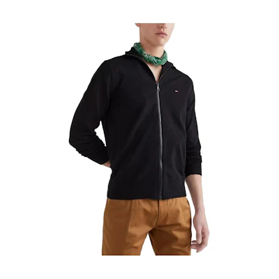 Tommy Hilfiger 1985 Solid Zip Sweater Black Full-Zip Jacket MW22747-BDS