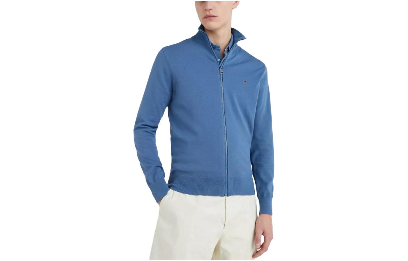 Tommy Hilfiger 1985 Solid Zip Sweater Blue Full-Zip Jacket MMW22747-DBX