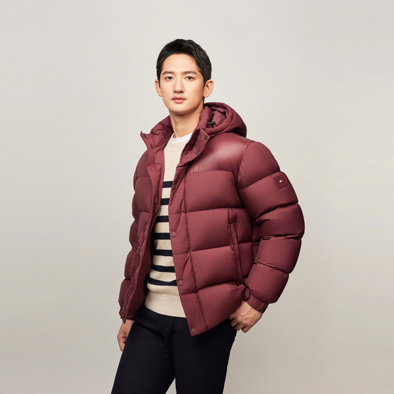 Purchase Tommy Hilfiger 90 羽絨連帽外套 休閒大衣 - 深紅色 MW0MW36569