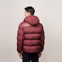 Details for Tommy Hilfiger 90 Down Hooded Puffer Jacket Casual Coat - Deep Red MW0MW36569
