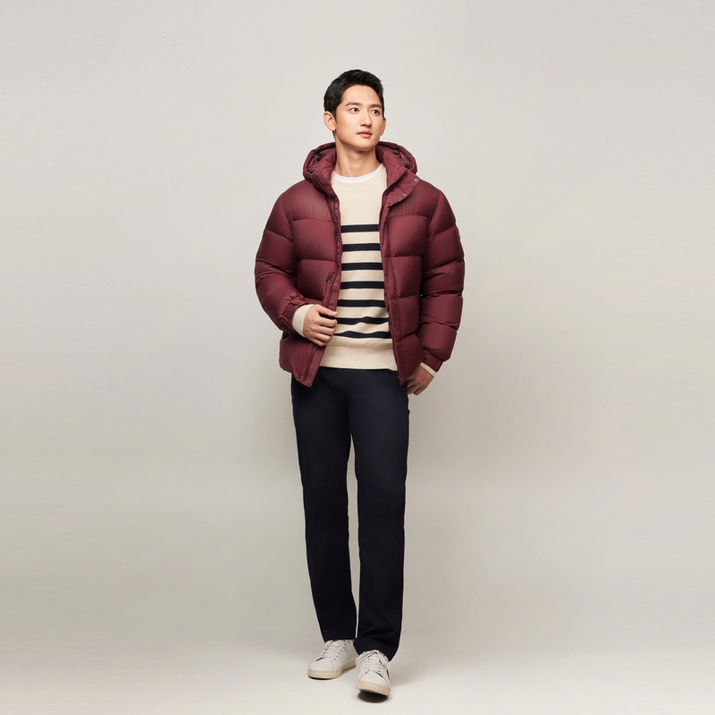 Sizing Tommy Hilfiger 90 羽絨連帽外套 休閒大衣 - 深紅色 MW0MW36569