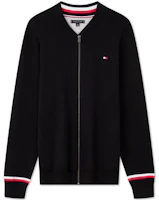 Shop Tommy Hilfiger Baseball Collar Cardigan Knit with Colorblock Cuffs. 78J4973