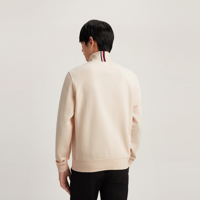 Details for 汤米希尔费格 米色刺绣半拉链针织休闲卫衣 MW0MW33647