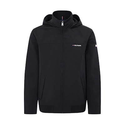 Tommy Hilfiger Black Casual Colorblock Embroidered Hooded Jacket. 78B2079001
