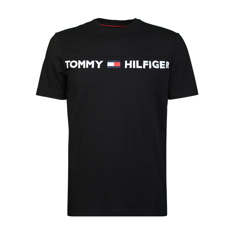 Tommy Hilfiger  Black Logo Crewneck Short Sleeve T-Shirt. 09T3928-001