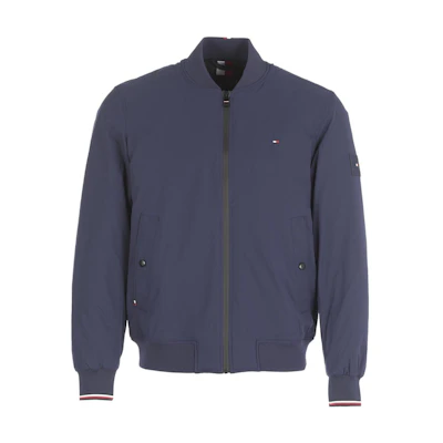 Tommy Hilfiger Blue Casual Solid Logo Bomber Jacket. MW0MW21359DY4