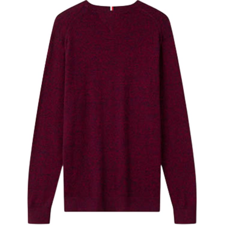 Lookbook 汤米·希尔费格 休闲通勤圆领毛衣 酒红色 MW0MW34178-0KP