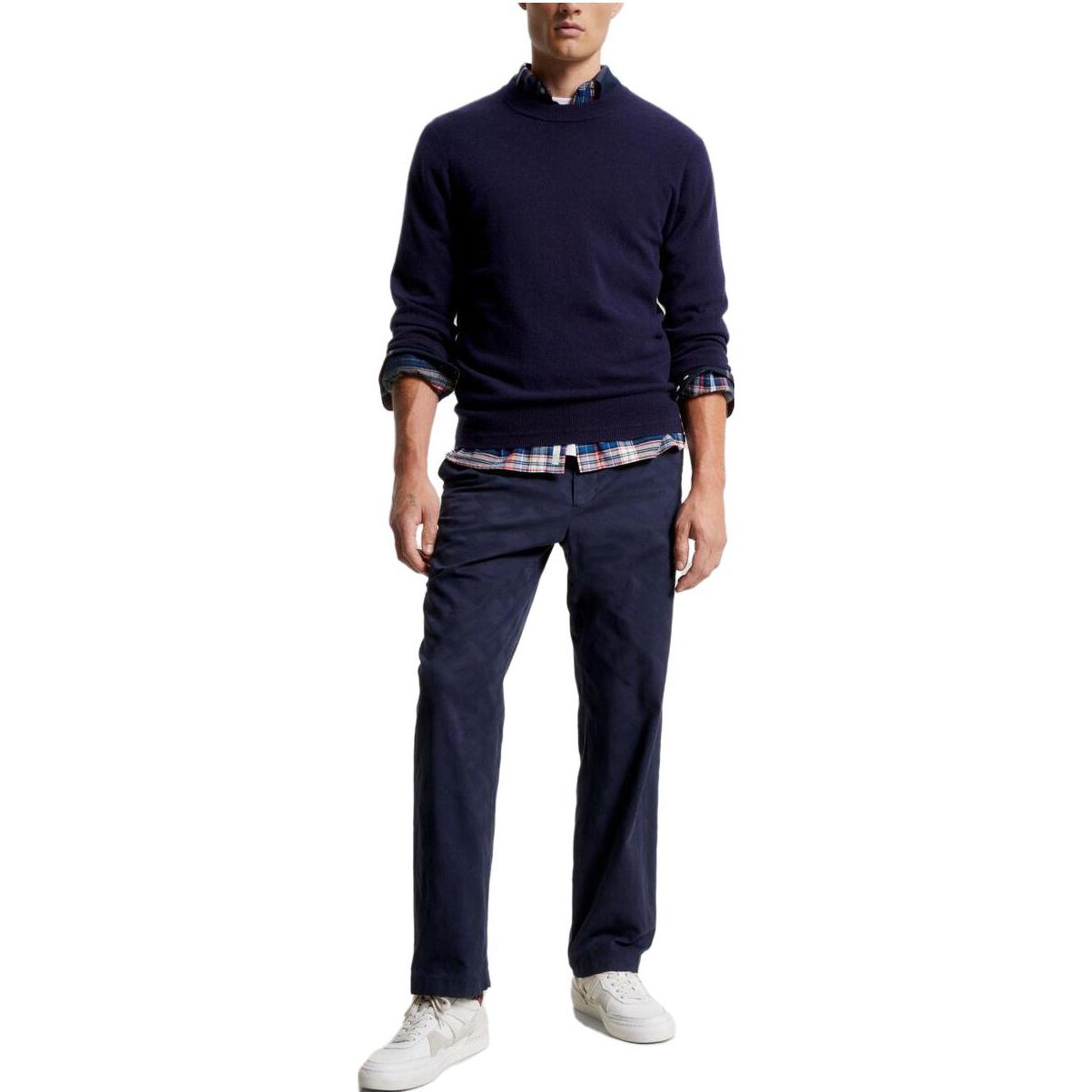 Lookbook 汤米·希尔费格 宽松版纯色套头毛衣 深蓝色 MW33119-DW5