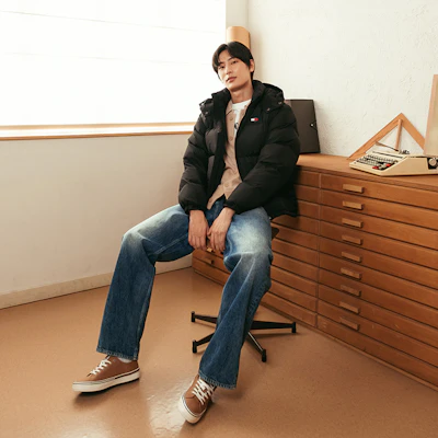 타미 힐피거 클래식 후드 루즈핏 다운 재킷 겨울용 따뜻한 코트 DM0DM19537 2